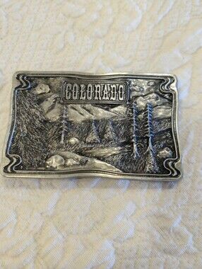 Vintage Colorado Belt Buckle By Bergamot Brass Works For Dix Leather Co., Denver